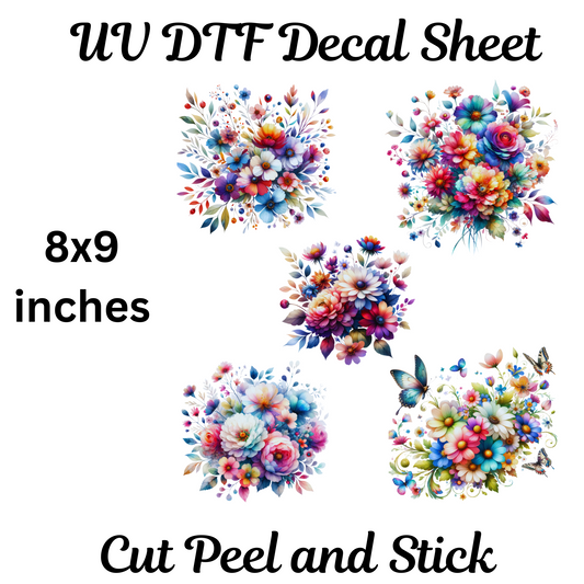 Floral Bouquet UV DTF Decal Sheet (8x9 inches)