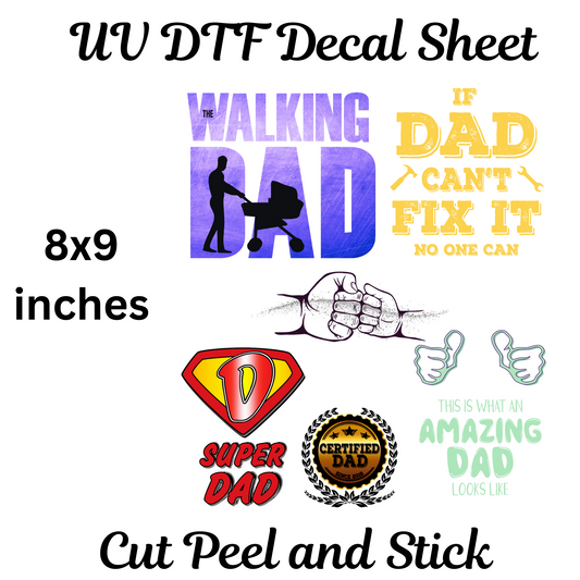 The Walking Dad UV DTF Decal Sheet 8x9 inches