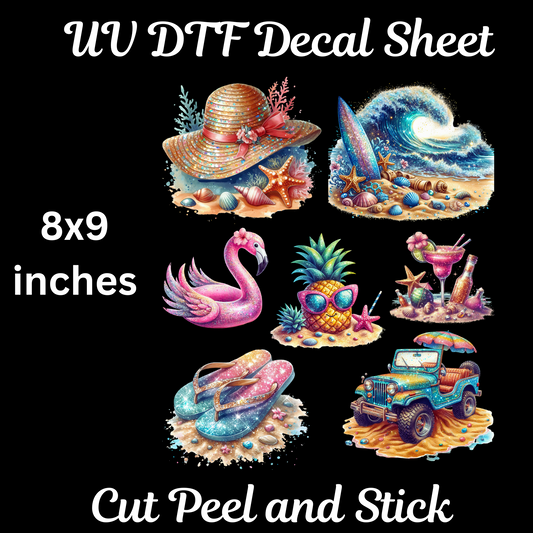 Sparkling Summer UV DTF Decal Sheet 8x9 inches