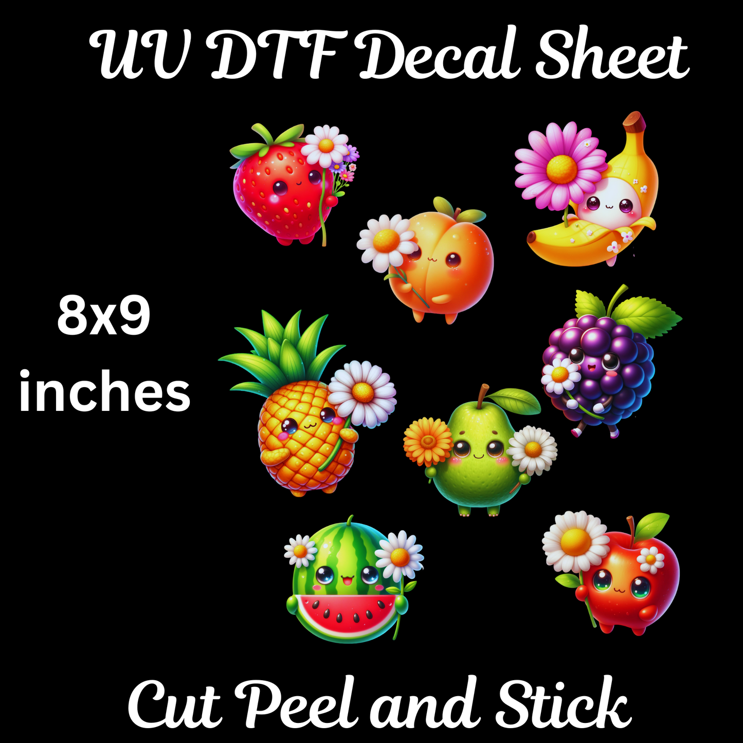 Mixed Fruit UV DTF Decal Sheet 8x9 inches