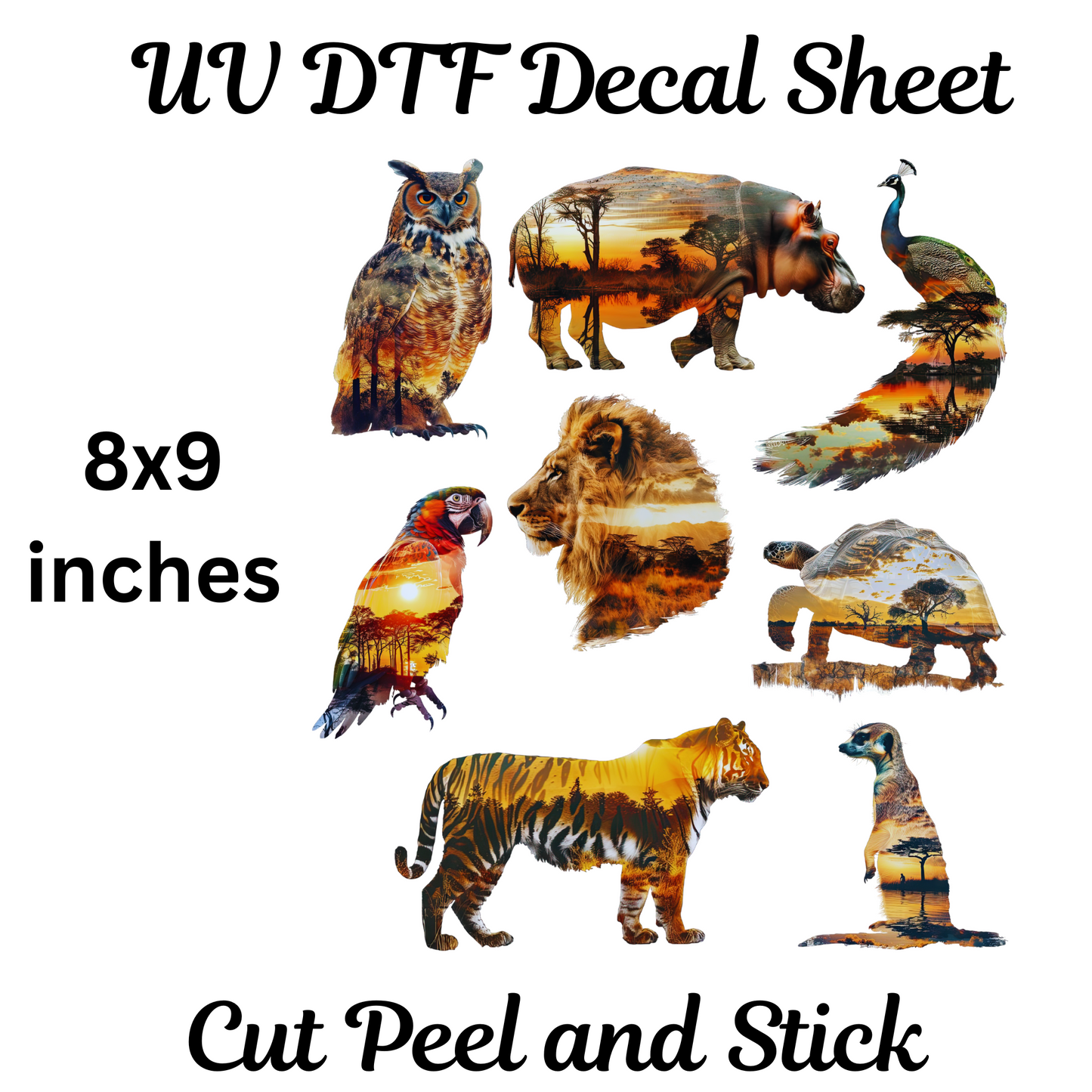 In the Jungle UV DTF Decal Sticker Sheet 8x9 inches