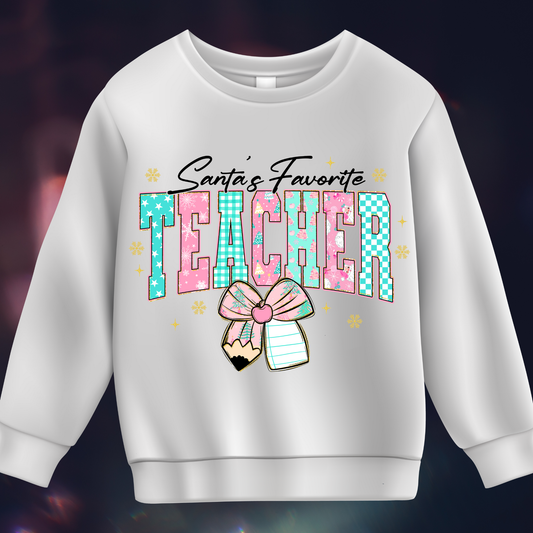 santas favorite teacher 1 DTF Transfer (Fabrics)