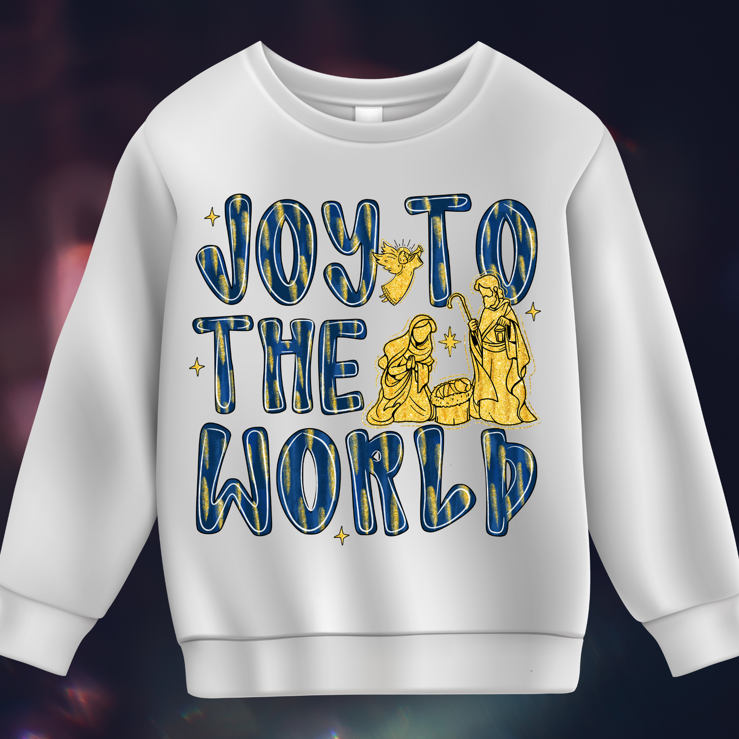 Blue Gold Joy to the World DTF Transfer (fabrics only)