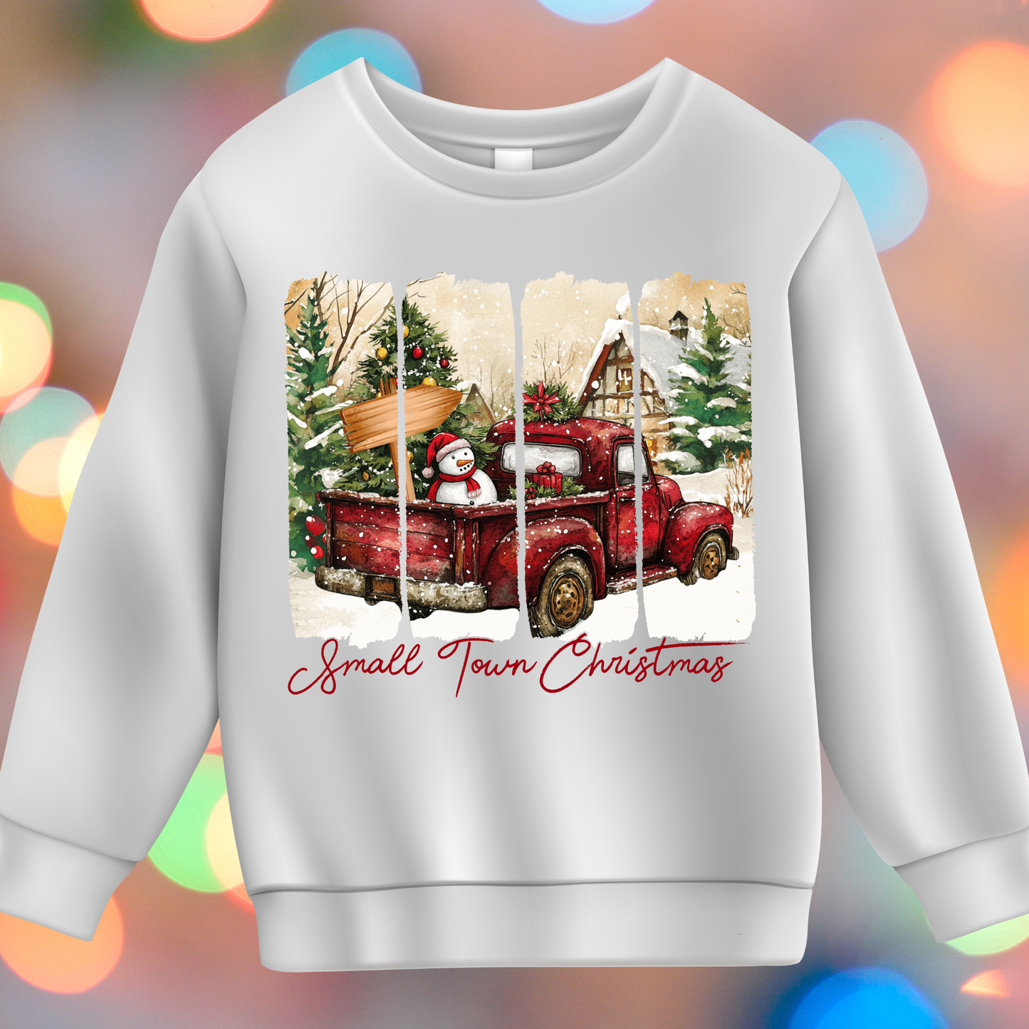 brushstroke small town Christmas DTF Transfer (fabrics only)