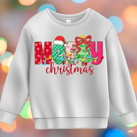 preppy merry christmas (1) DTF Transfer (Fabrics)