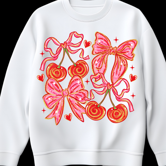 Brushstroke Coquette Cherries DTF Transfer