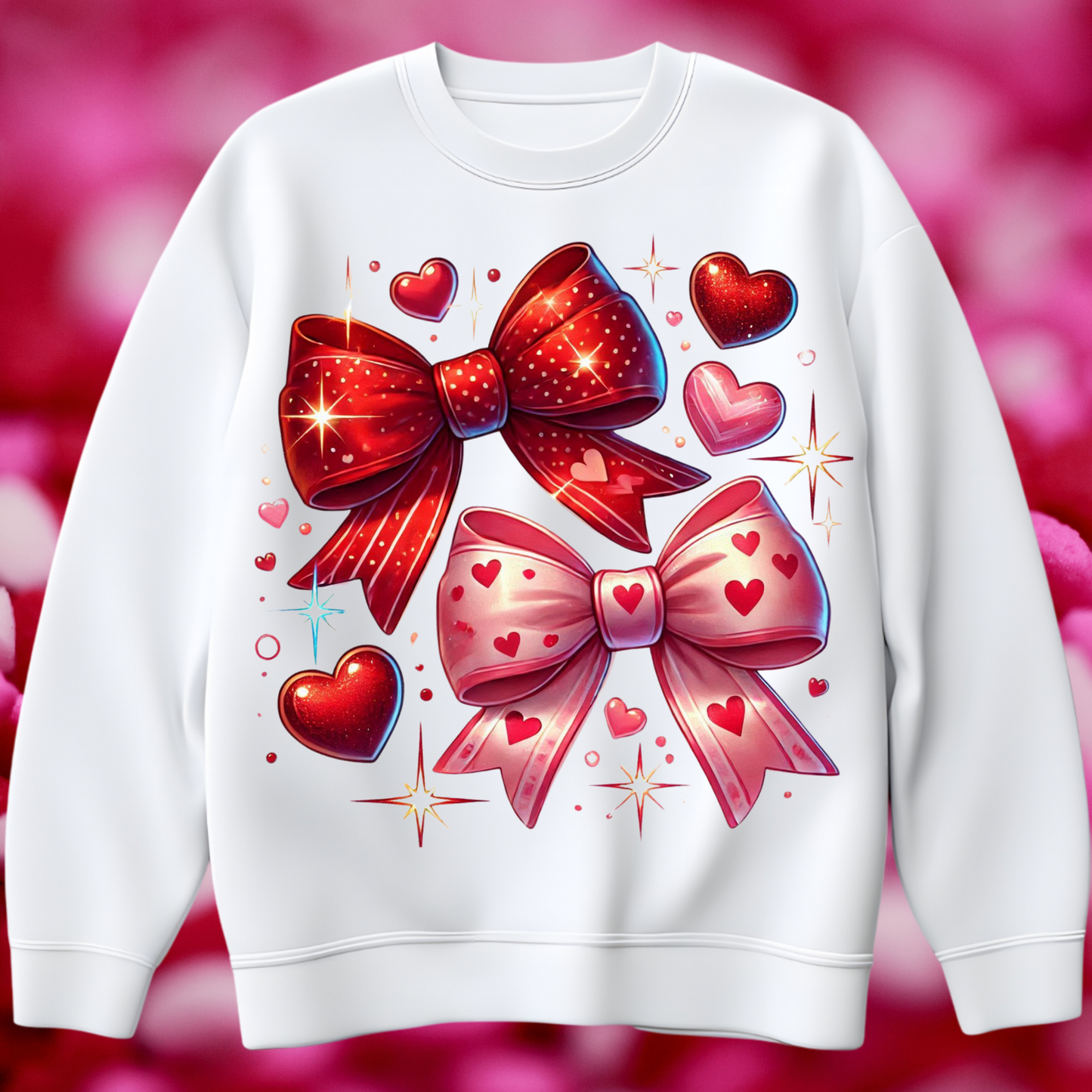 Glitter Valentine's day Heart Coquette bow DTF Transfer
