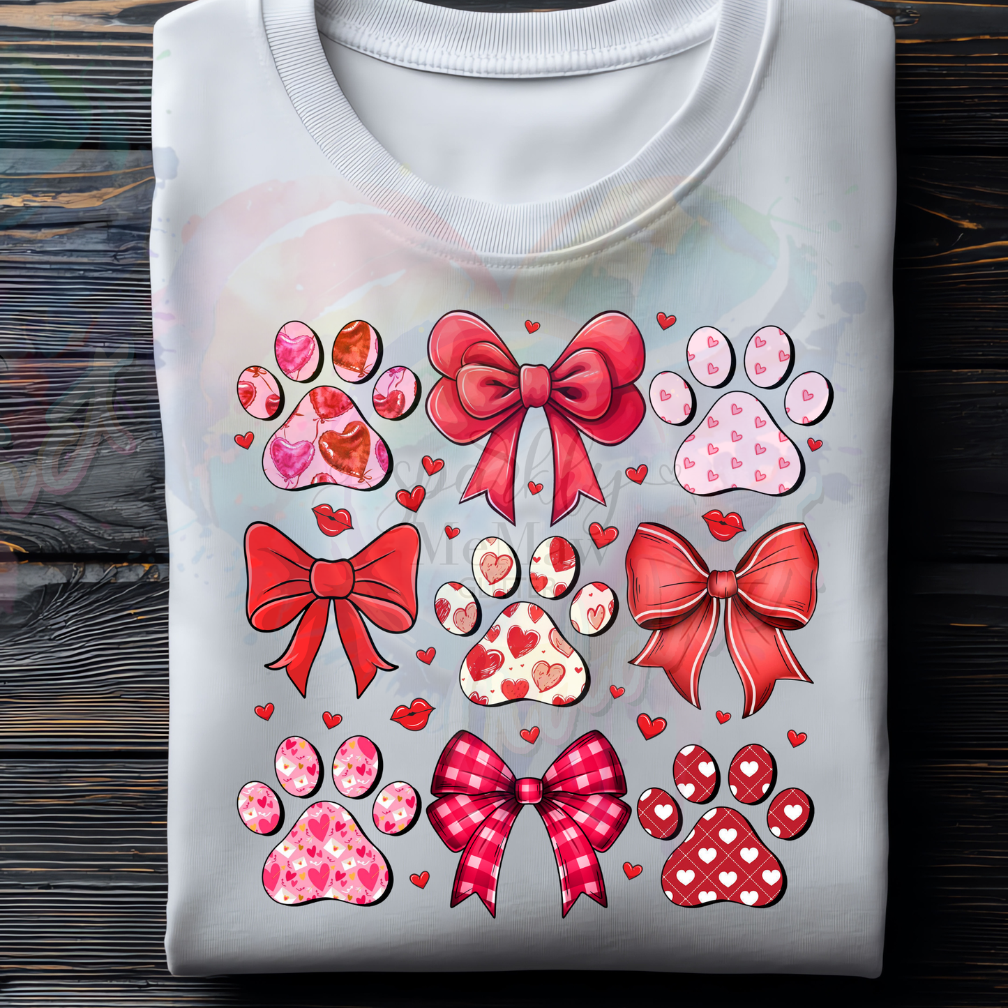 Dog Paw Valentines DTF Transfer (Fabrics)