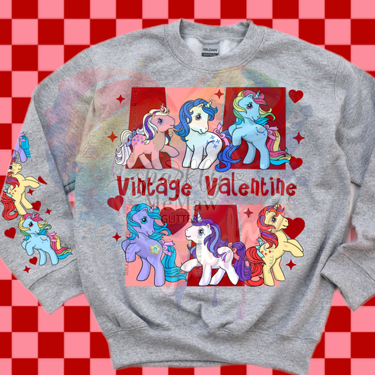 Vintage valentine pony DTF Transfer (Front print) sleeve not included