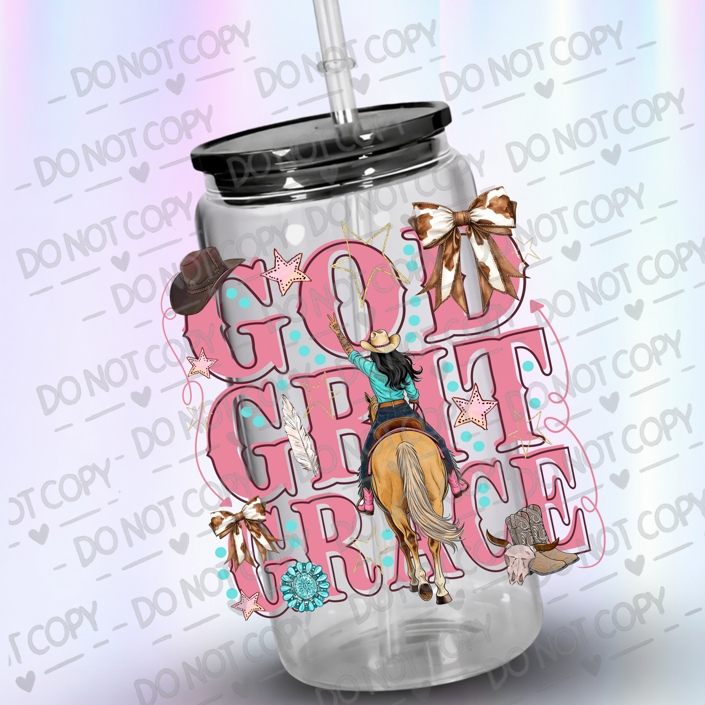 GOD GRIT GRACE 3 uv dtf decal