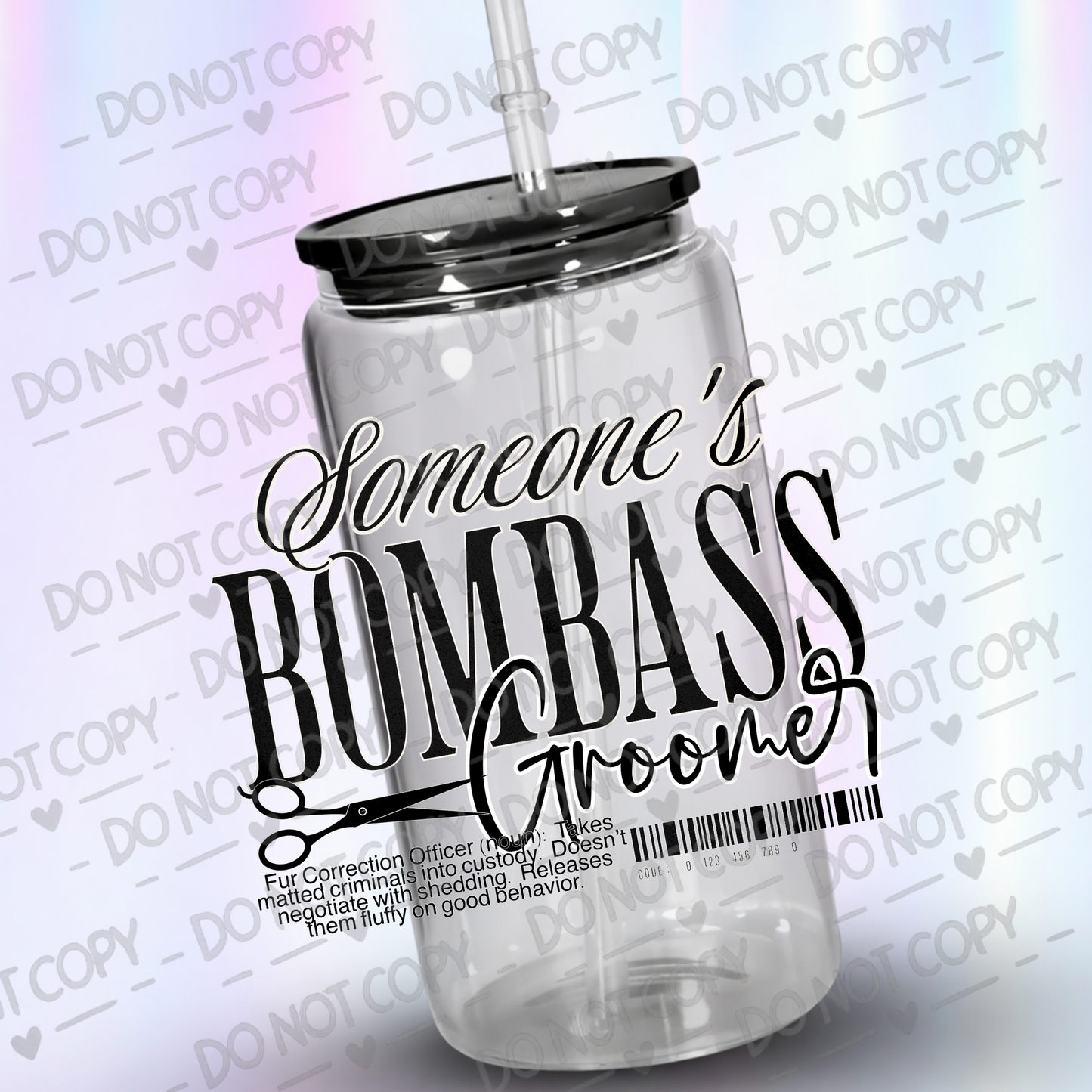 Bombass groomer uv dtf decal