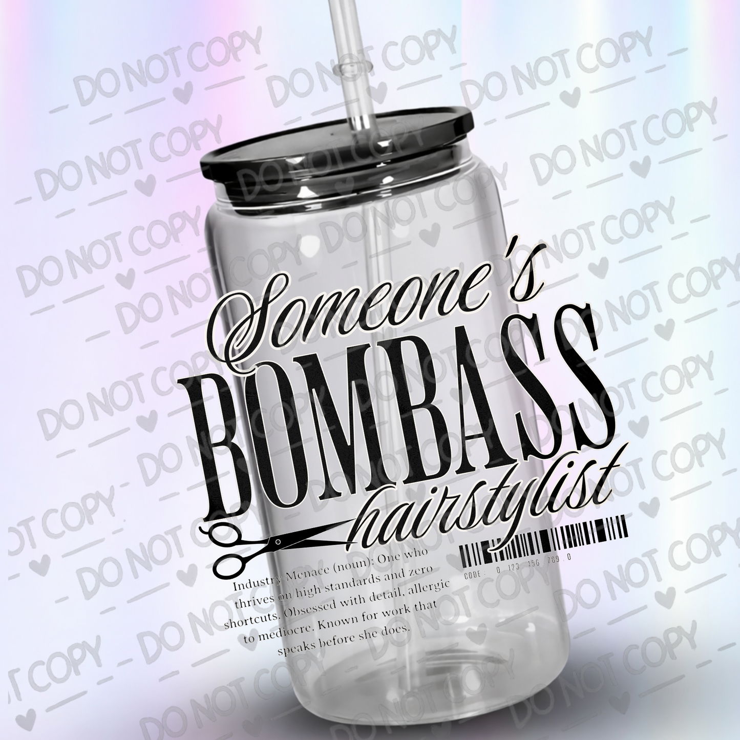 Bombass hairstylist uv dtf decal