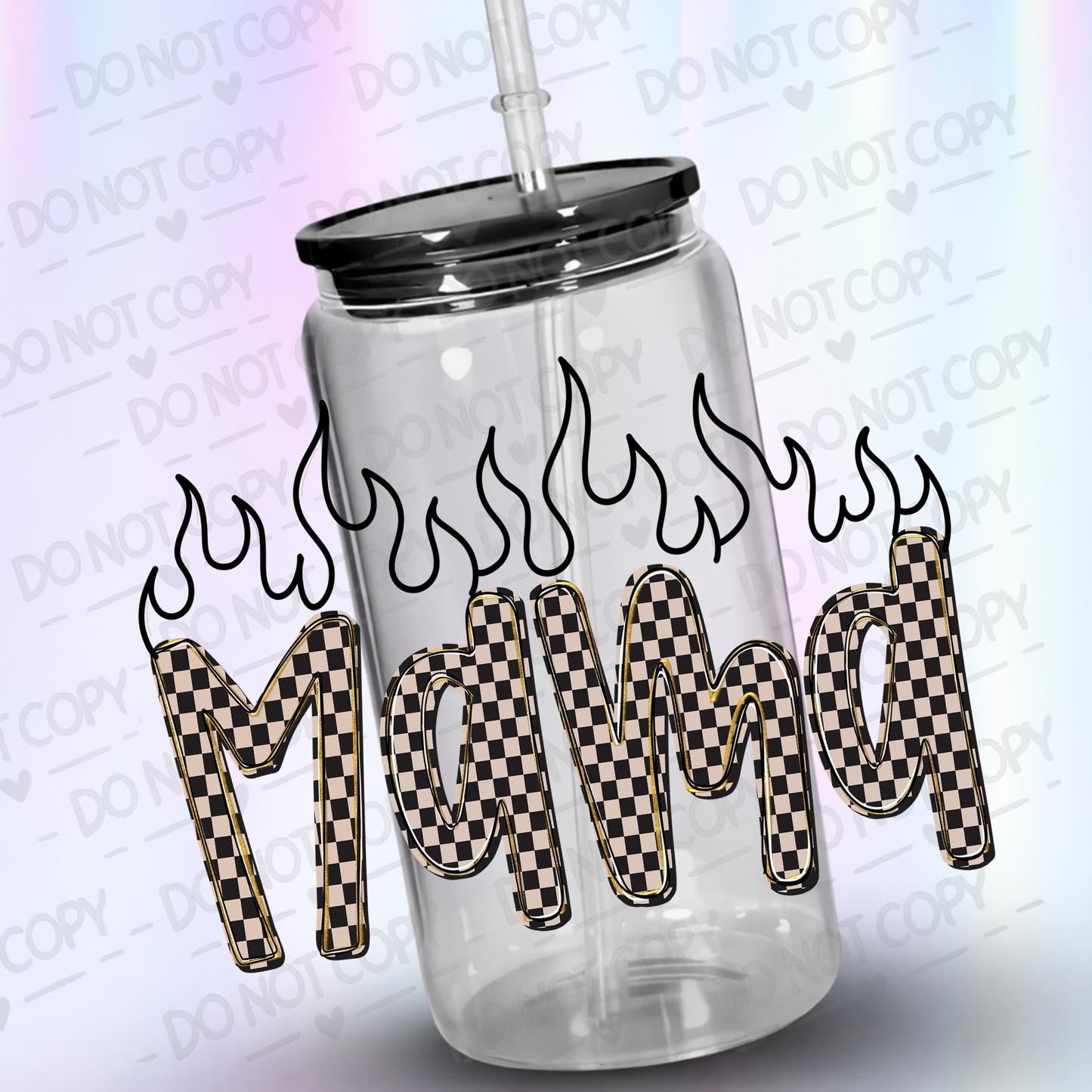 Mama_Checkered_Flame UV DTF Decal
