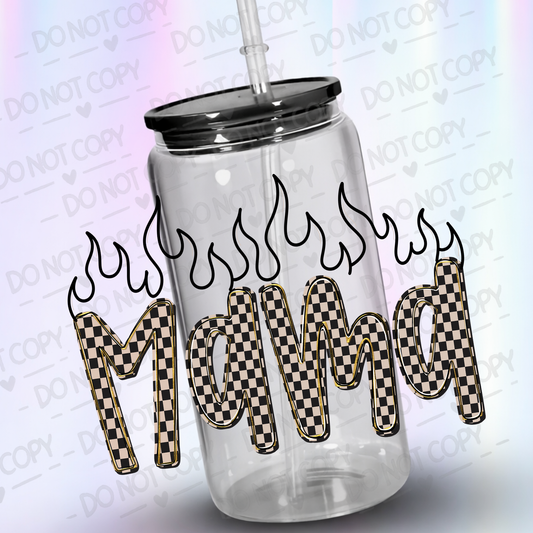 Mama_Checkered_Flame UV DTF Decal