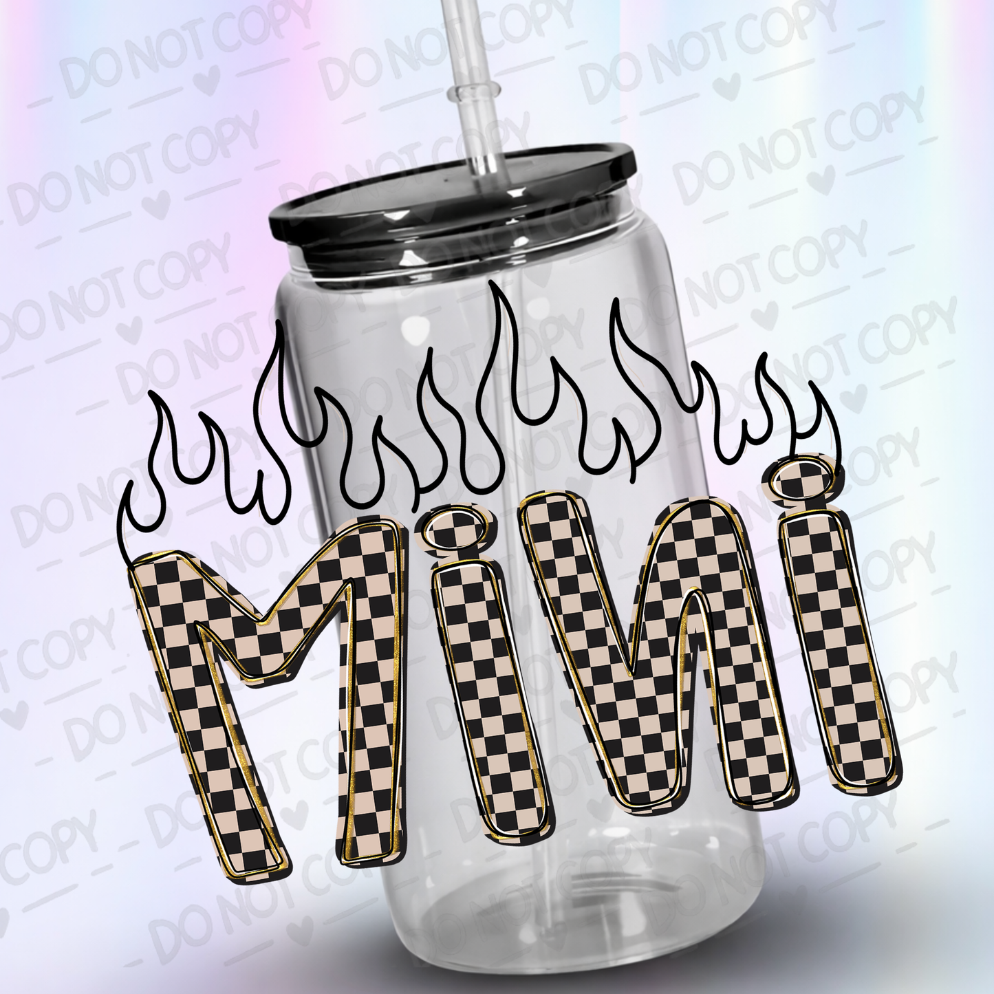 Mini Checkered Flame UV DTF Decal