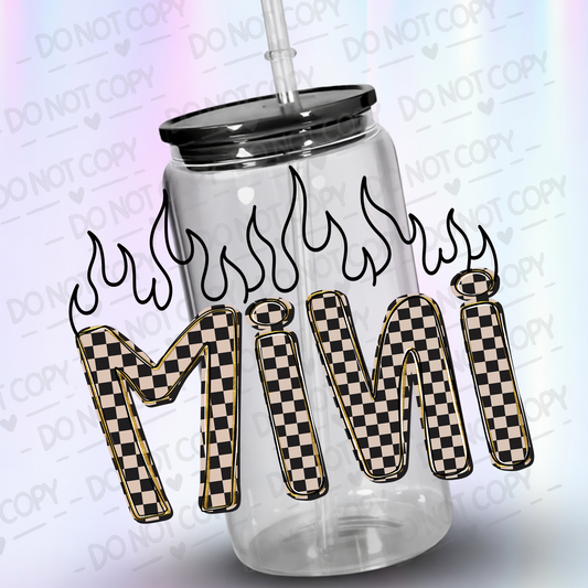 Mini Checkered Flame UV DTF Decal