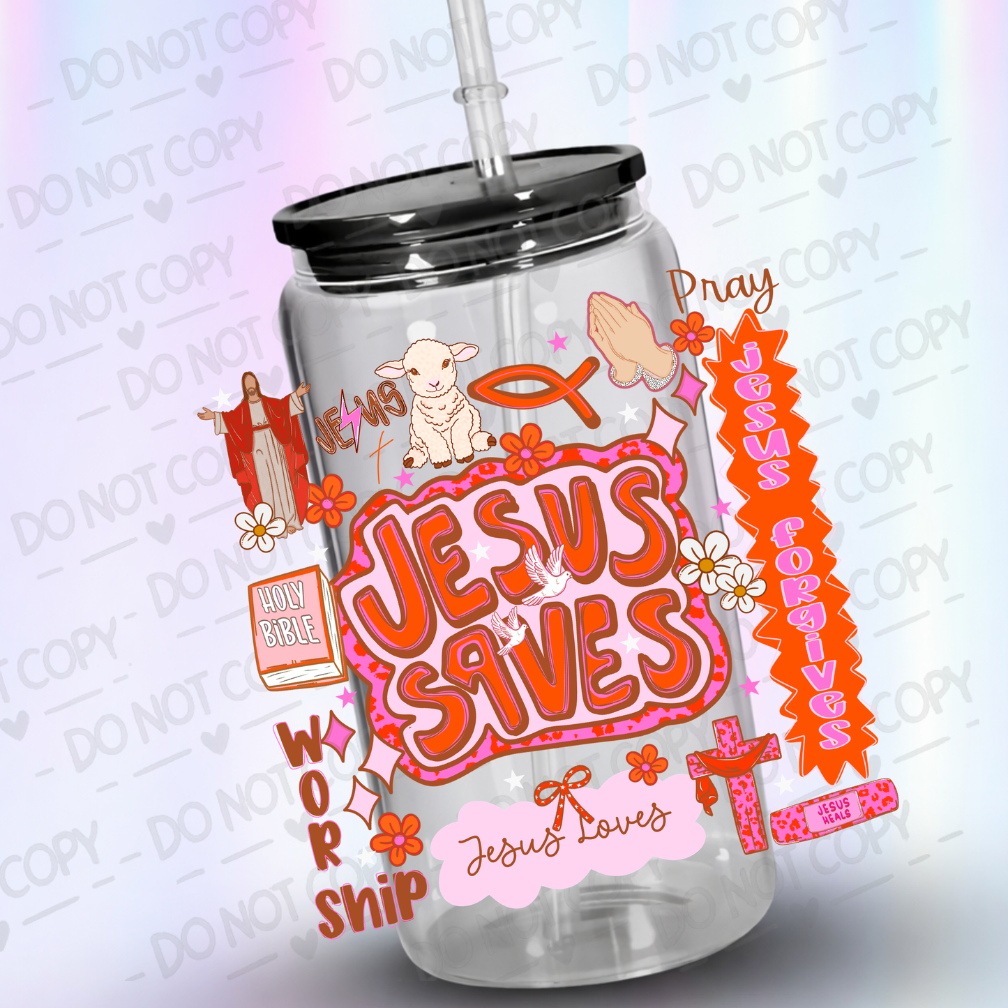 Jesus_Saves_Collage UV DTF Decal