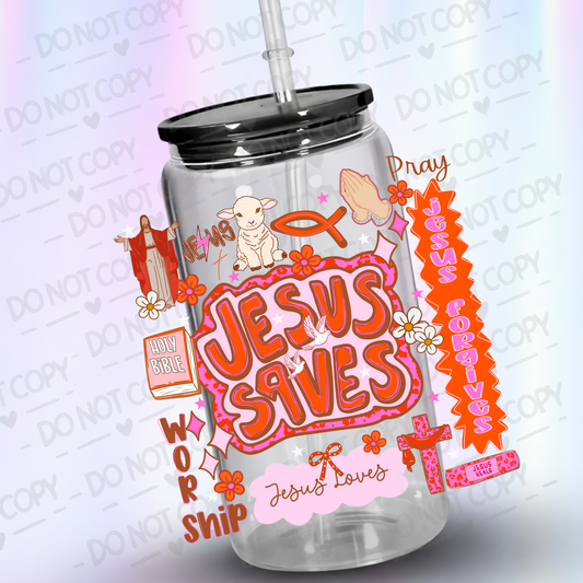 Jesus_Saves_Collage UV DTF Decal