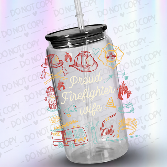 Firefighter Wife Doodles UV DTF Decal