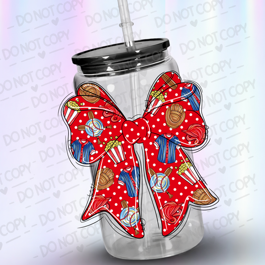 Baseball Bow UV DTF Decal