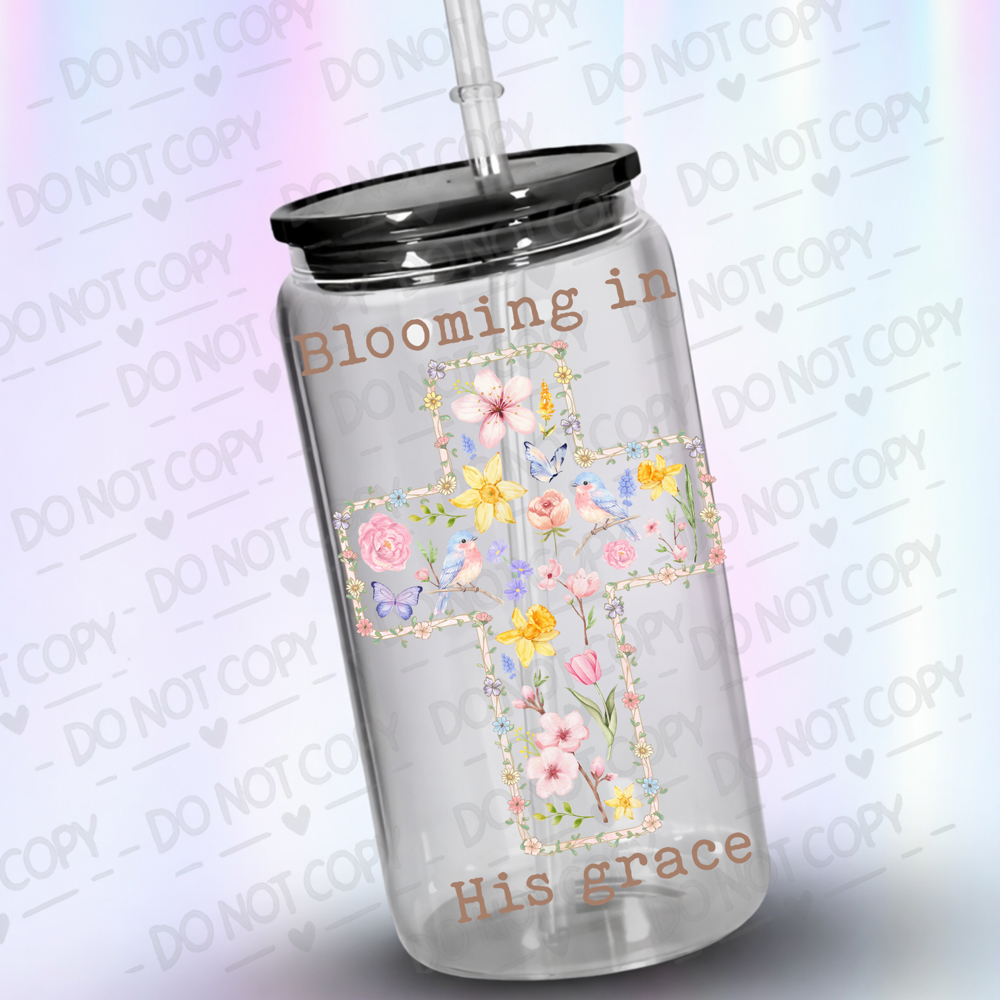 Blooming in his grace UV DTF Decal
