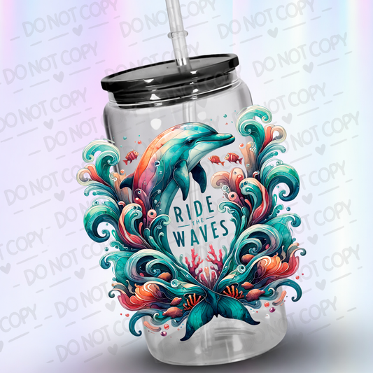Dolphin and Waves UV DTF Decal