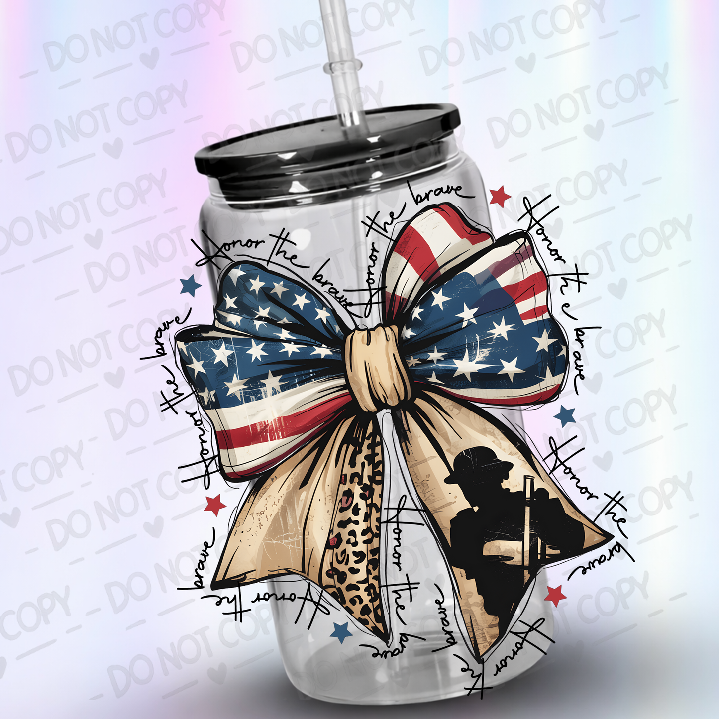 Honor the Brave Bow UV DTF Decal