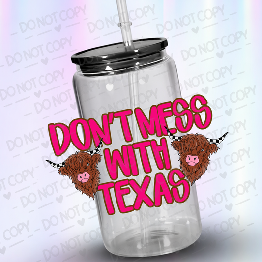 dont mess with Texas Cows uv dtf decal