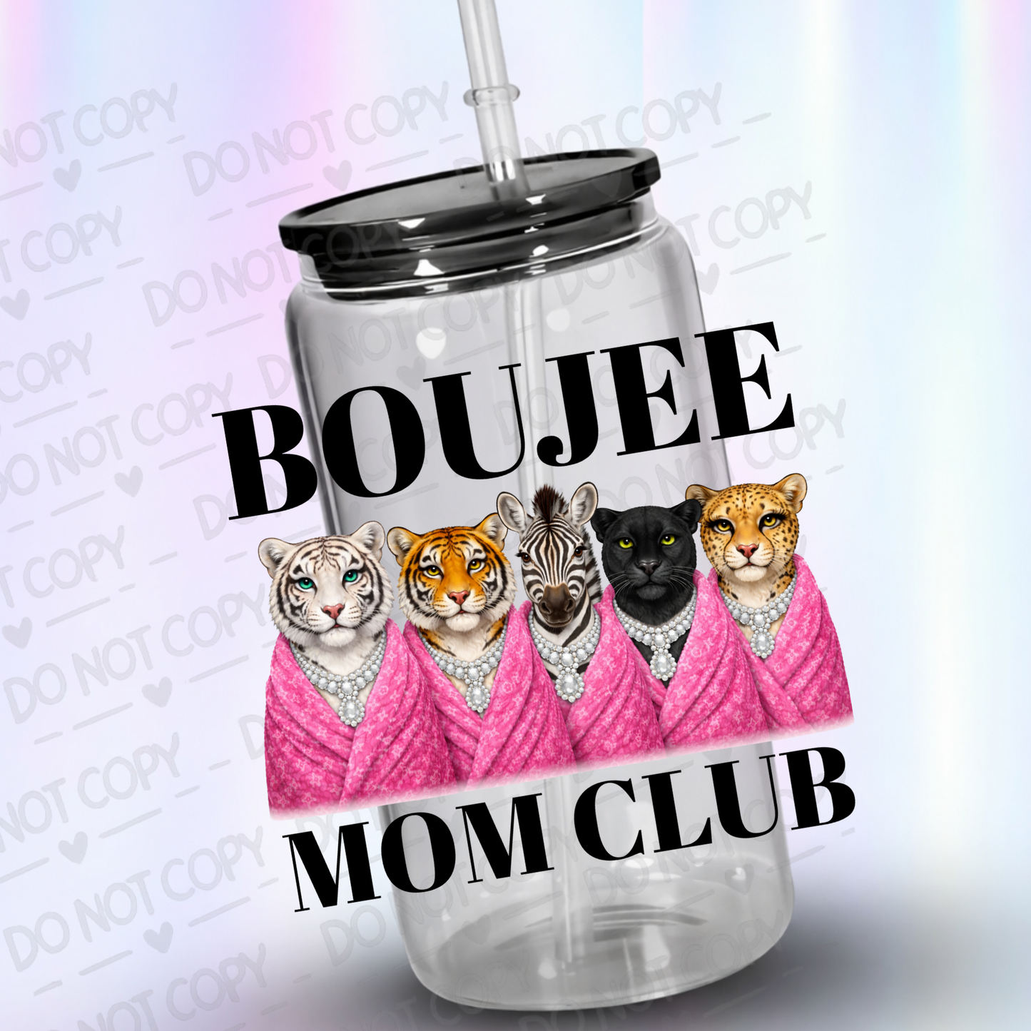 Boujee mom club small font uv dtf decal