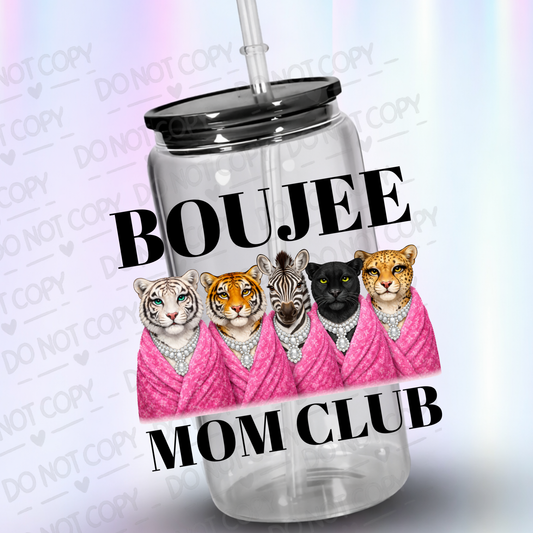 Boujee mom club small font uv dtf decal