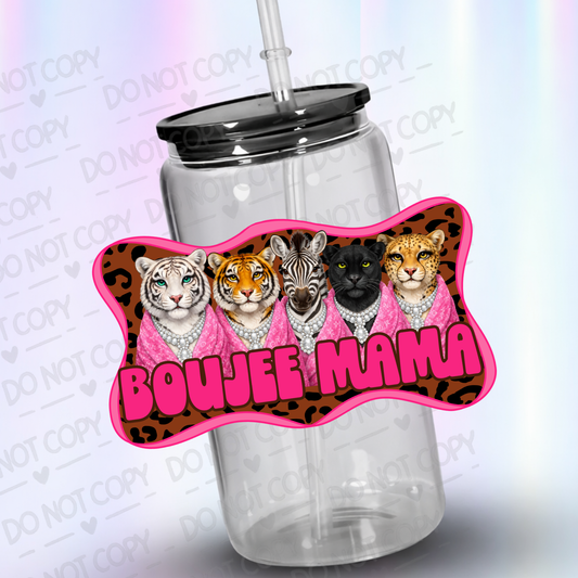 Boujee mama pink uv dtf decal