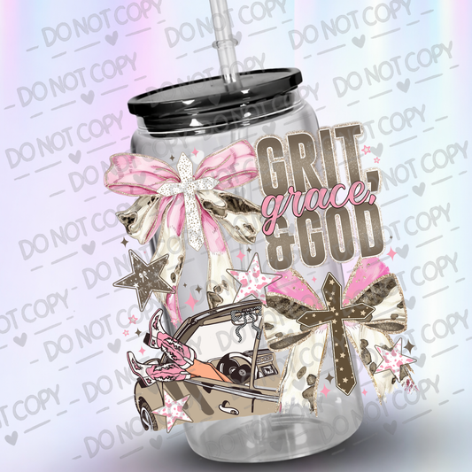 Grit grace and God uv dtf decal