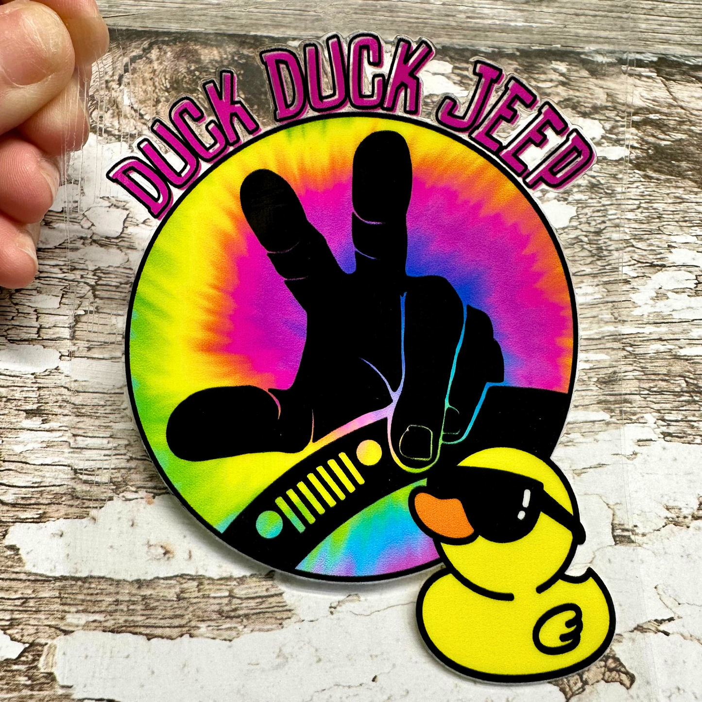 Duck Duck Jeep UV DTF Decal 4 in height