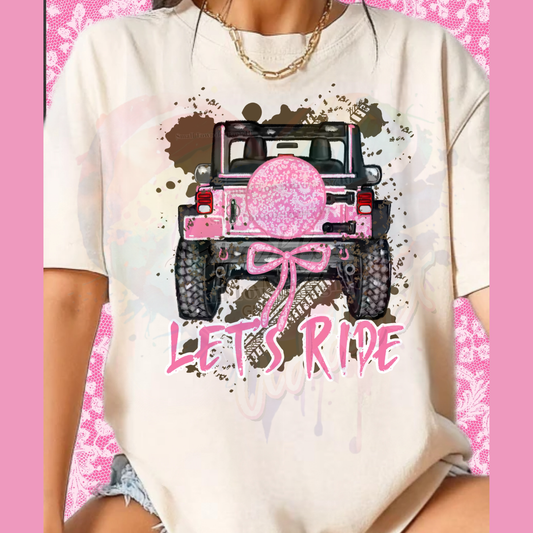 Pink Lace J e e p  Ready to Press DTF Transfer (Fabrics only)