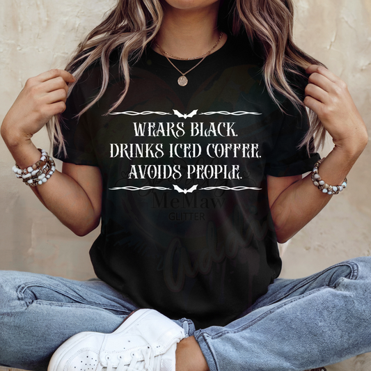 Wears Black (white print)   Ready to Press DTF Transfer (Fabrics only)