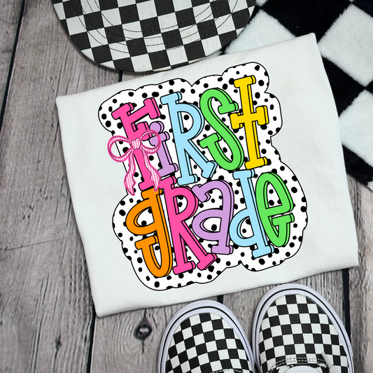 First Grade dots Ready to Press DTF Transfer (Fabrics only)