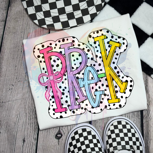 Pre K dots Ready to Press DTF Transfer (Fabrics only)