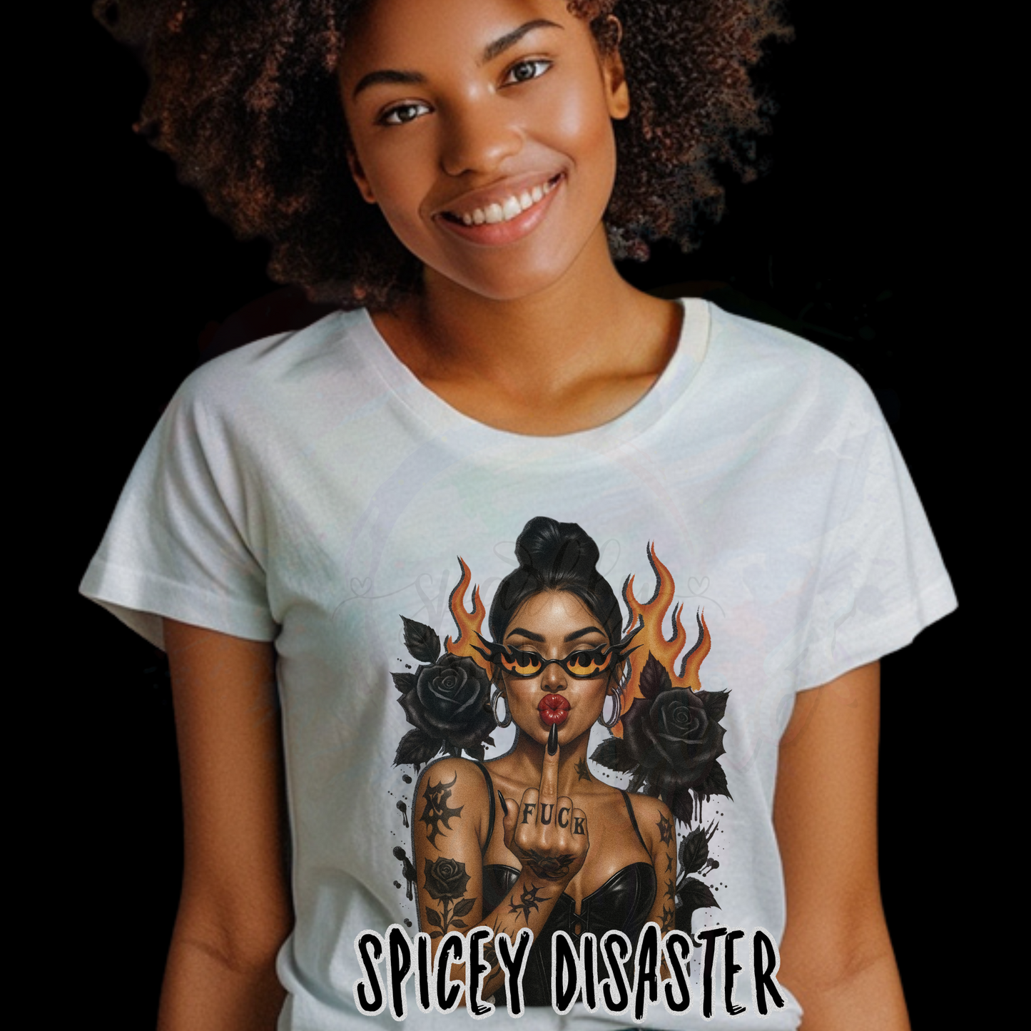 Spicey Disaster 1 Ready to Press DTF Transfer (Fabrics only)