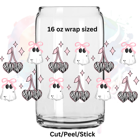 Zebra Ghost heart UV  DTF 16 Oz wrap