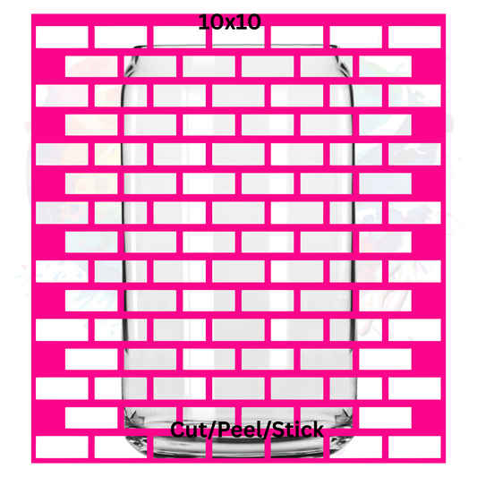 Pink Brick outline  UV DTF  Sheet 10x10