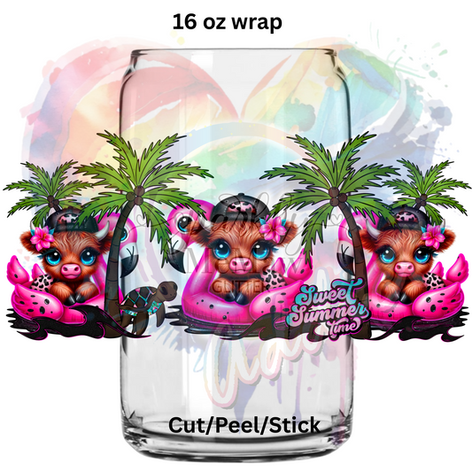 Sweet Summer Time Cows  UV  DTF 16 Oz wrap