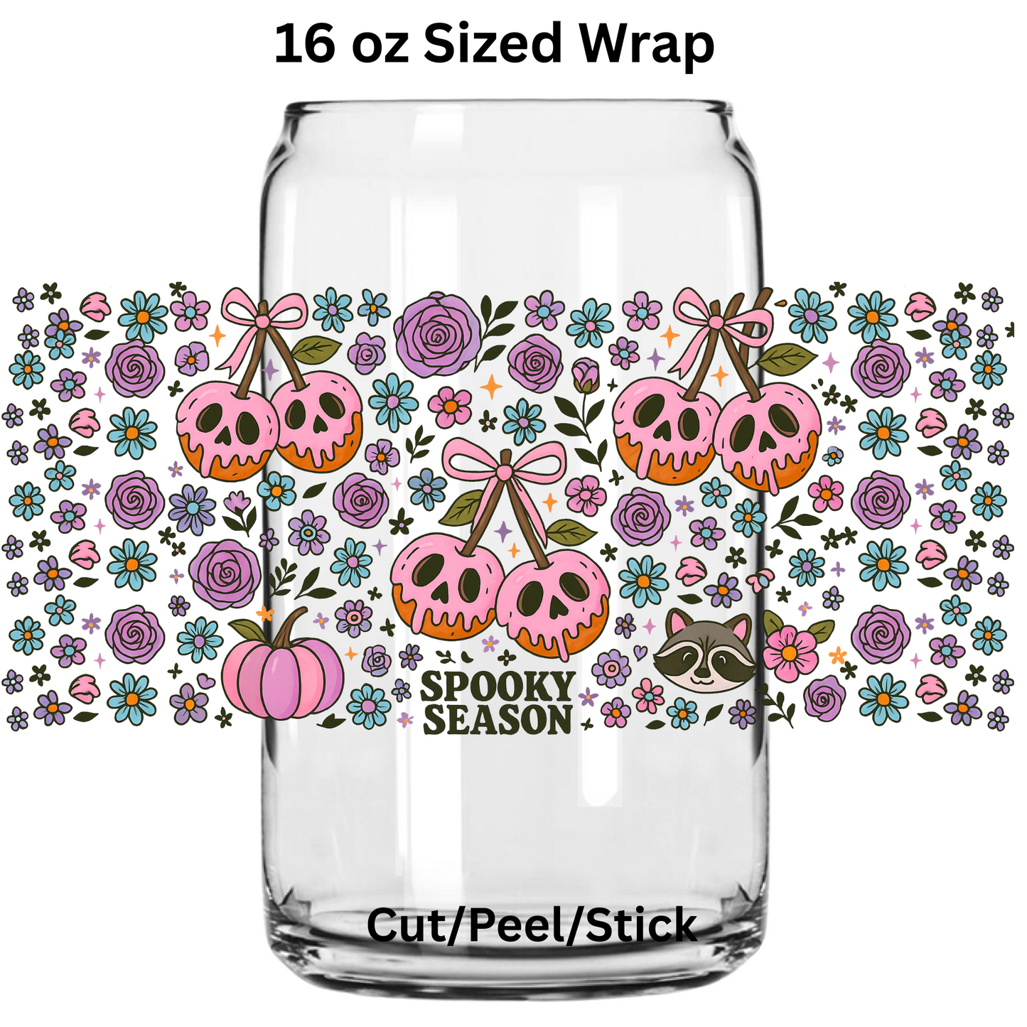 Spooky Floral  UV  DTF 16 Oz wrap