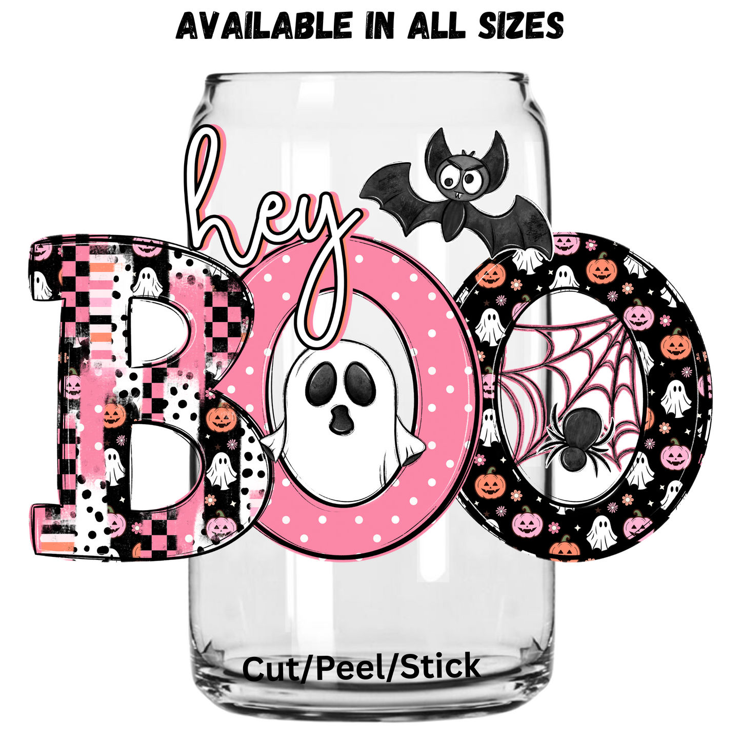 Hey Boo 1  UV DTF Decal (printed in width)