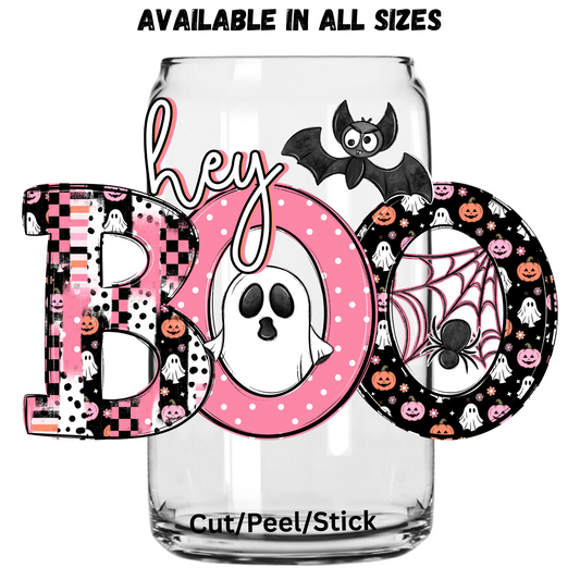 Hey Boo 1  UV DTF Decal (printed in width)