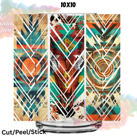 Grunge Western Aztec Twisted  UV DTF  Sheet 10x10 (Robin Design)