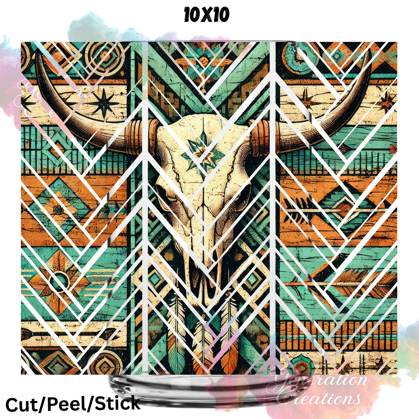 Western Bull Skull UV DTF  Sheet 10x10 (Robin Design)