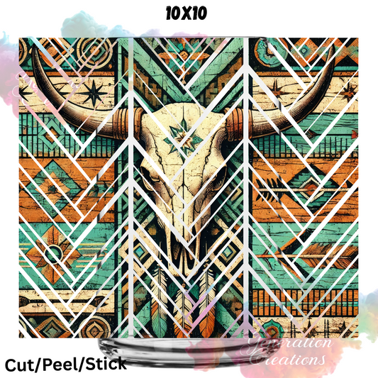Western Bull Skull UV DTF  Sheet 10x10 (Robin Design)