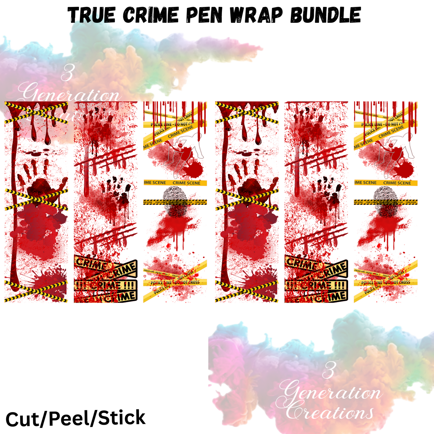 True Crime Pen Wrap bundle  UV DTF (Robin Design)
