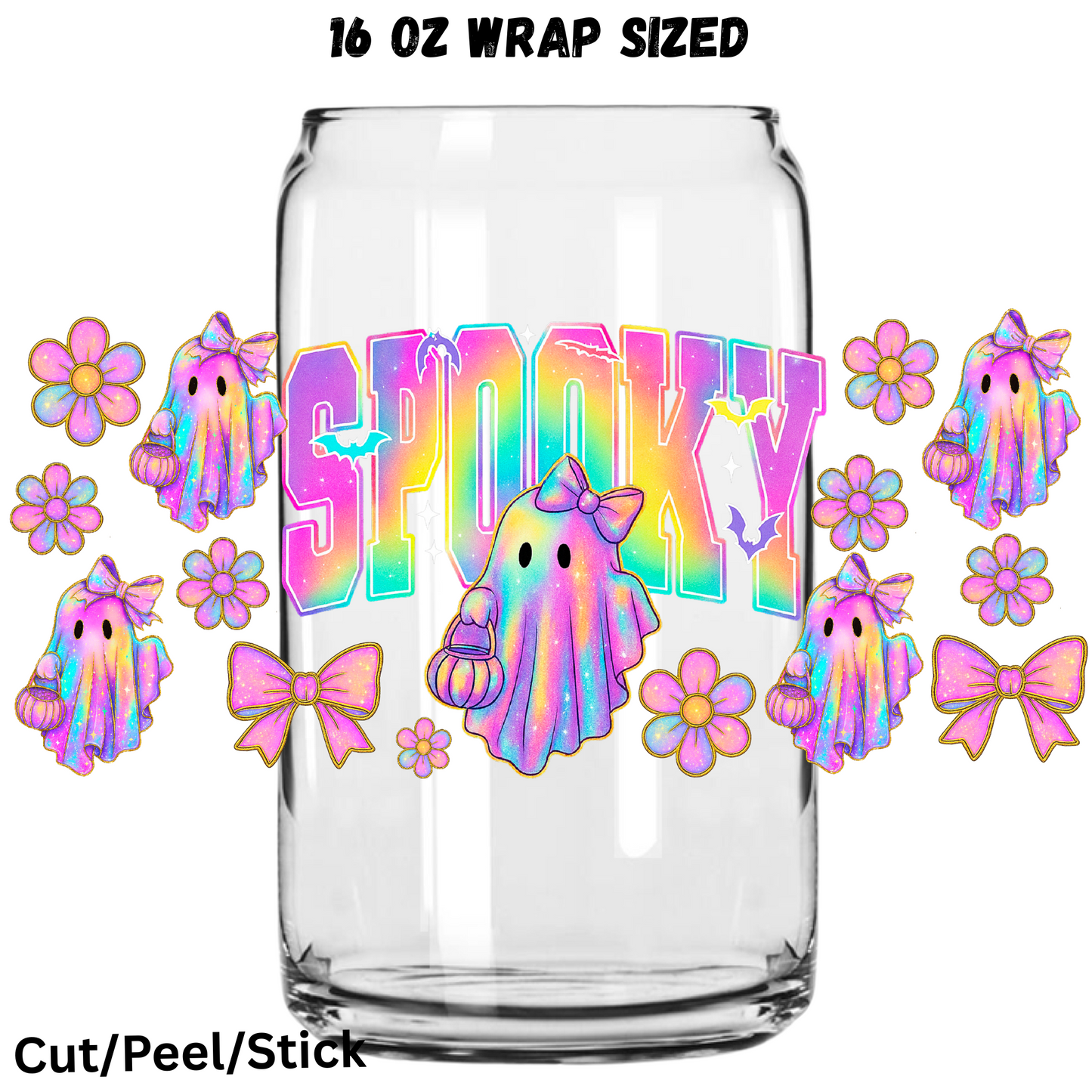 Spooky Ghost 10 UV  DTF 16 Oz wrap