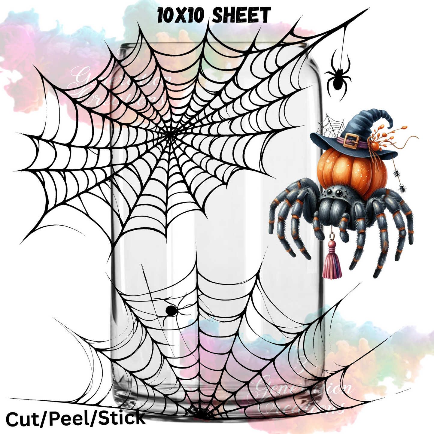 Halloween Spider with Webs UV DTF  Sheet 10x10 (Robin Design)